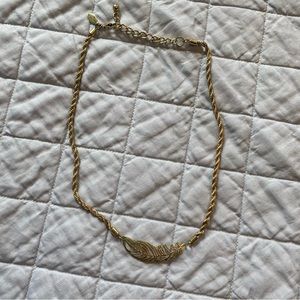 Gold Feather Costume Jewelry Necklace